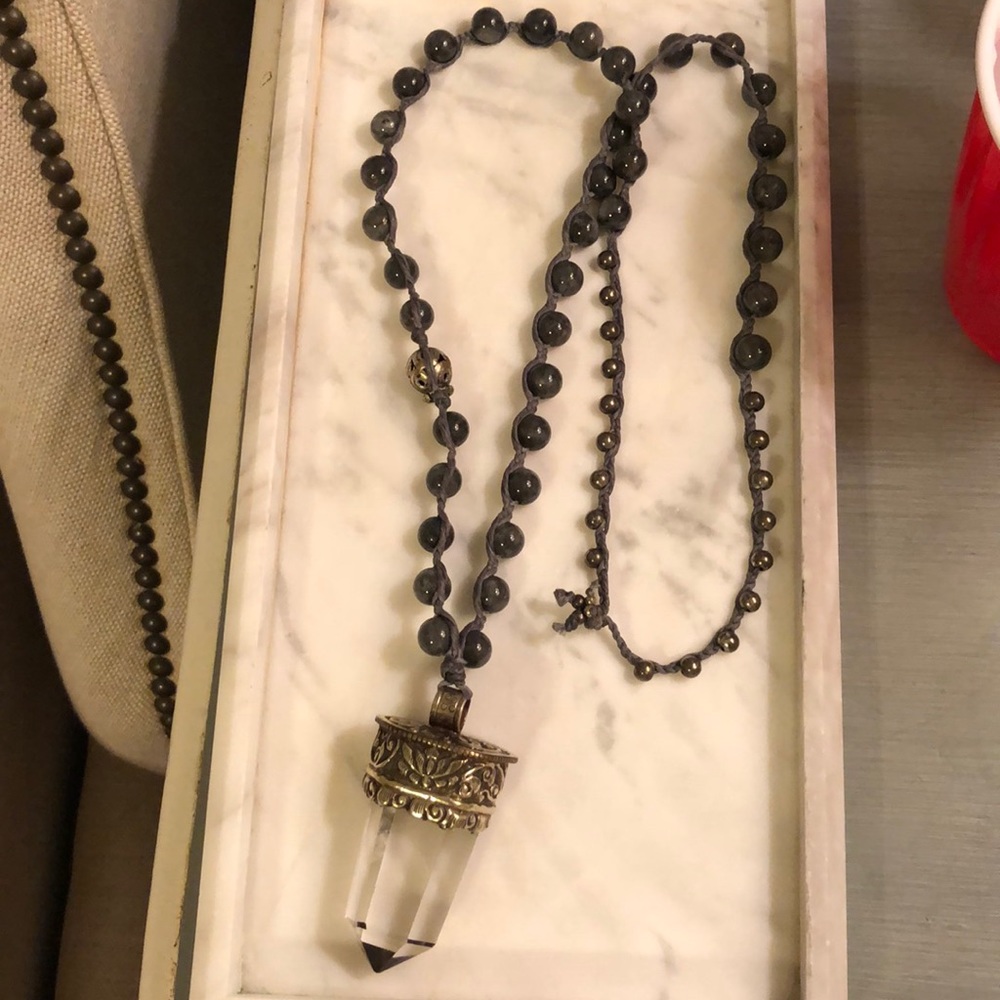 Green need and crystal necklace